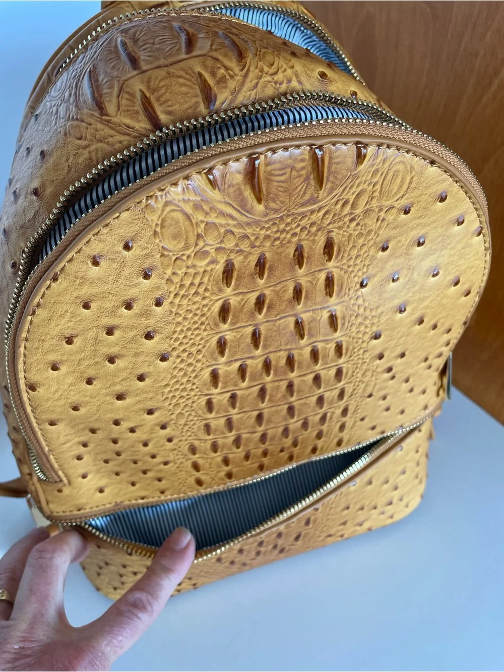 Ostrich Croc faux leather Women's Backpack and Wallet Set